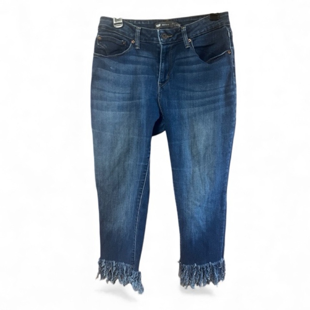 Levi's Women’s Dark Blue Cropped Jeans with Frayed Hem